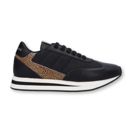 Borbonese women's sneakers - BLACK/NATURAL