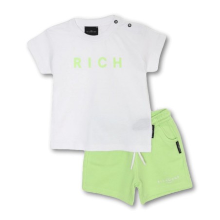 Ensemble T-shirt et bermuda John Richmond - Blanc-Vert