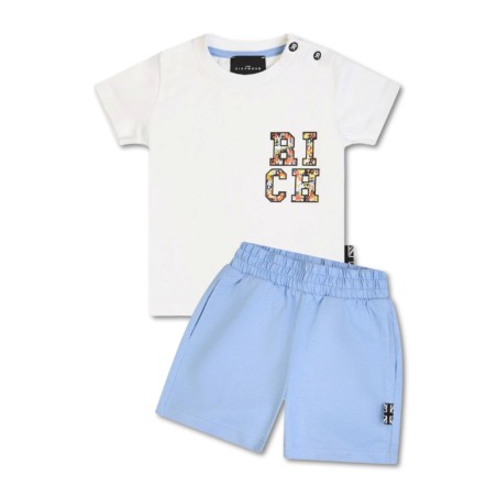 Ensemble T-shirt et bermuda John Richmond - Blanc-Bleu clair