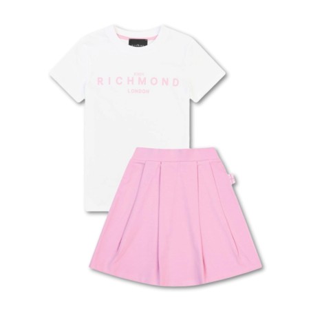 Ensemble T-shirt et jupe John Richmond - Blanc-Rose